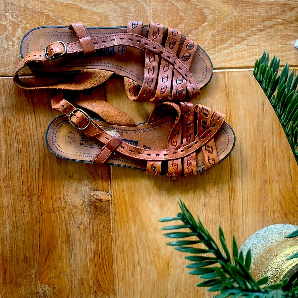 The Leather Company Brown Leather Huarache Sandal